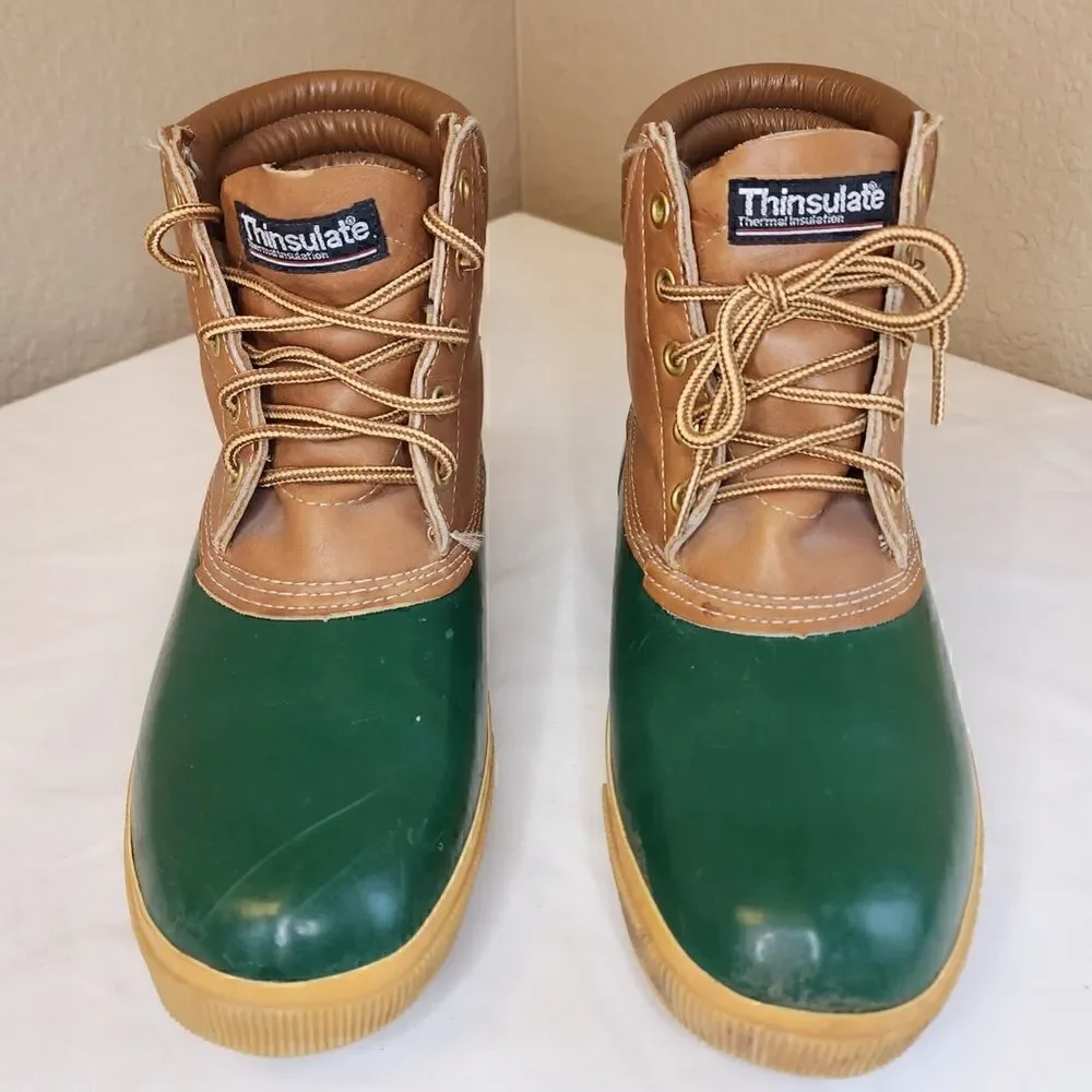 Vintage- Lands’ End- Green Thinsulate Women’s Duck Boots, Size 8